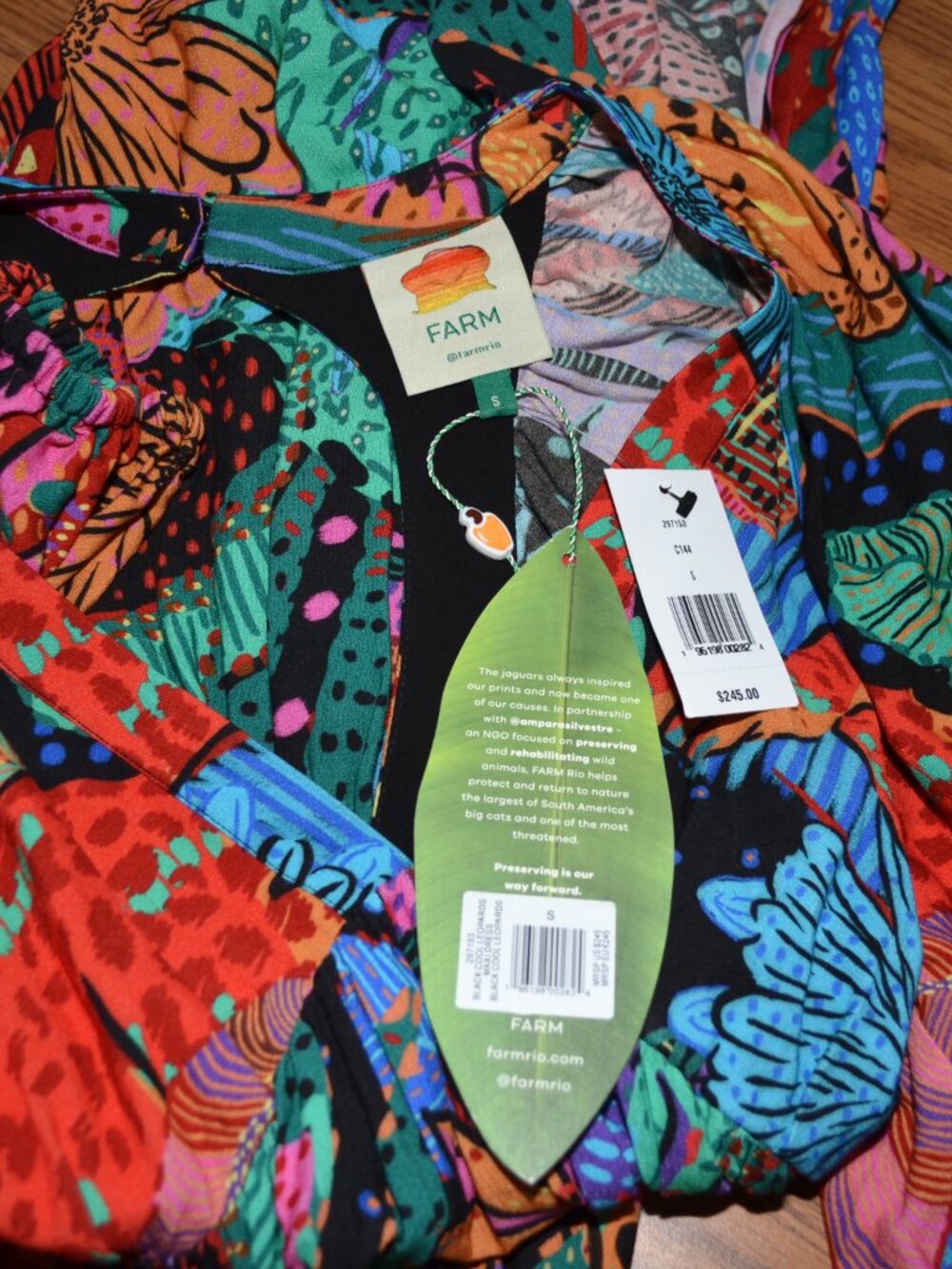 NWT Farm Rio Bobo Tropical Cool Leopards Maxi Dress Size Small Cutout Back $245 - Picture 12 of 14